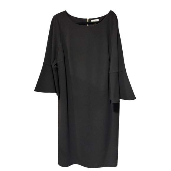 Calvin Klein Women’s Black Plus Size 18W Bell Sleeves Sheath Dress - Picture 2 of 4